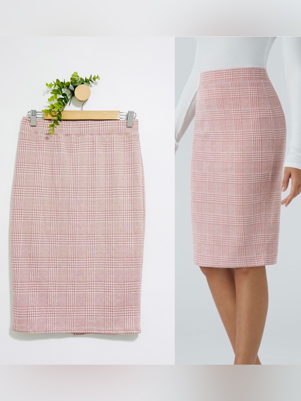 Halara NWT Light Pink High Waisted Houndstooth Career Skirt